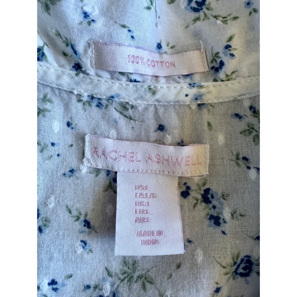 Rachel Ashwell Cotton Blue Floral Print Lace Top Shorts Coord Pajama Set Large - Picture 13 of 14